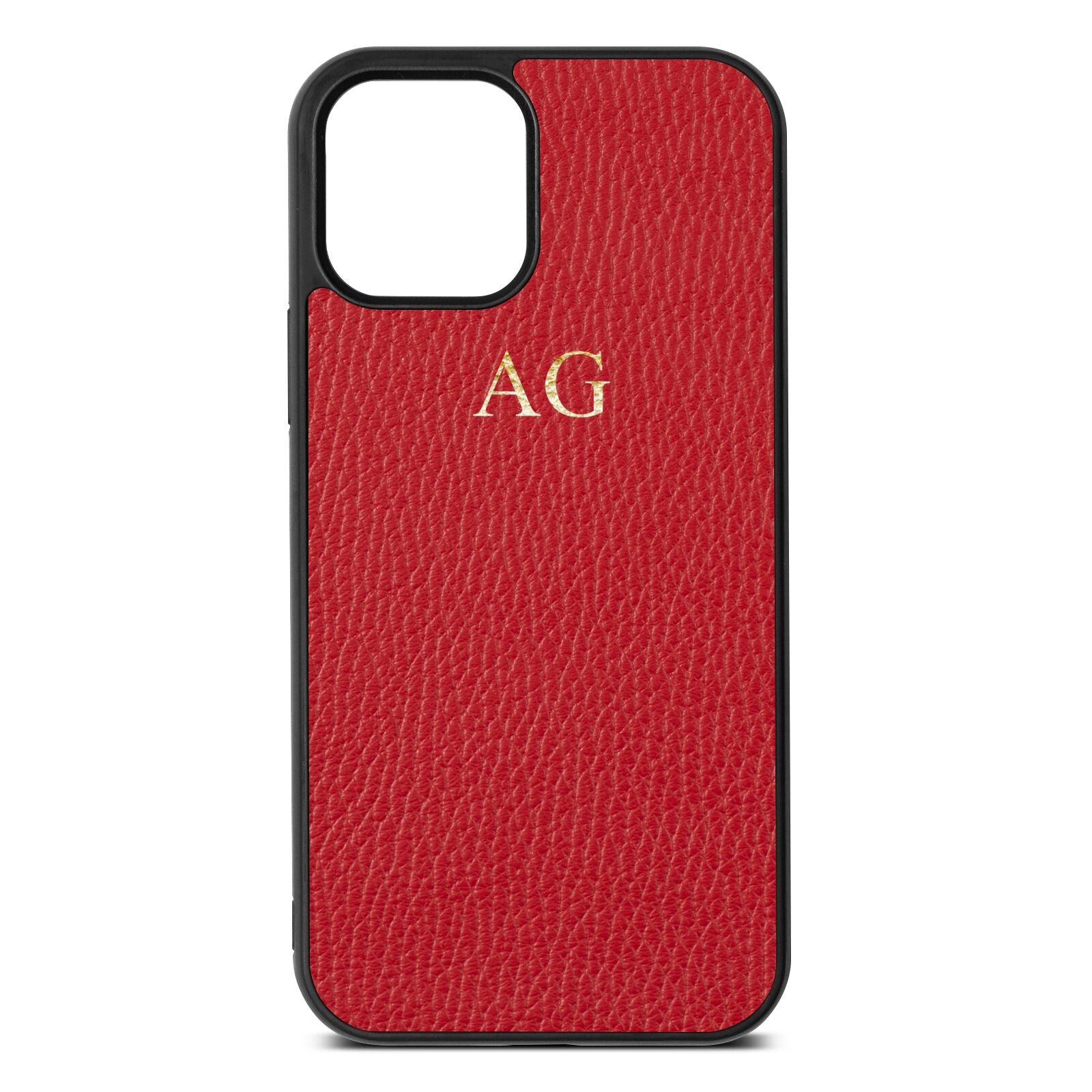 Personalised Red Pebble Leather iPhone 12 Case