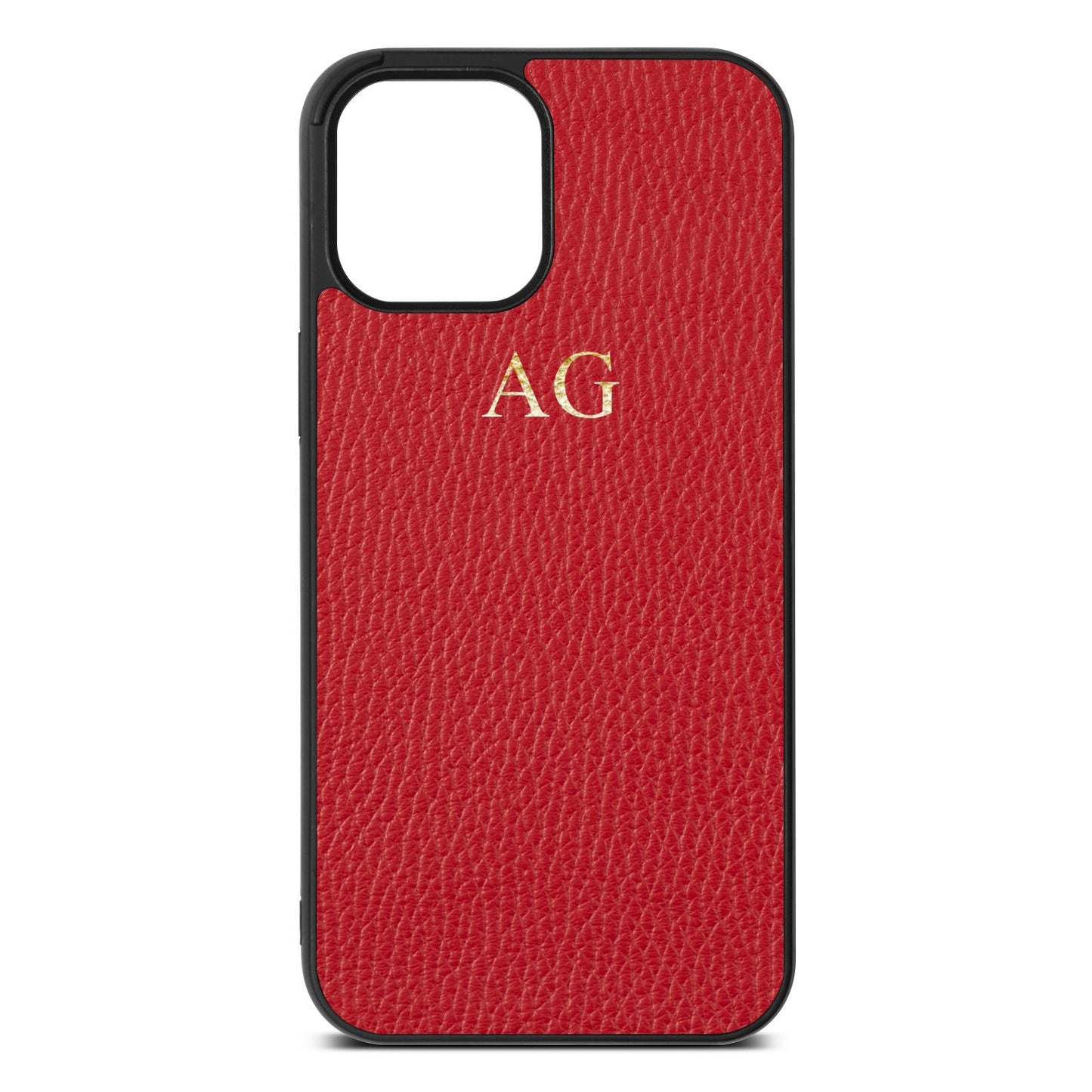 Personalised Red Pebble Leather iPhone 12 Pro Max Case
