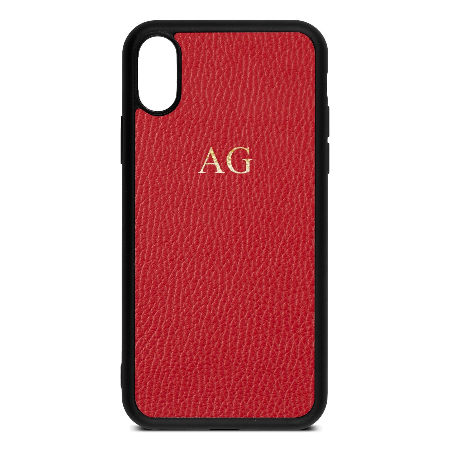 Personalised Red Pebble Leather iPhone Xs Case