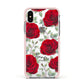 Personalised Red Roses Apple iPhone Xs Impact Case Pink Edge on Silver Phone