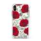 Personalised Red Roses Apple iPhone Xs Impact Case White Edge on Silver Phone