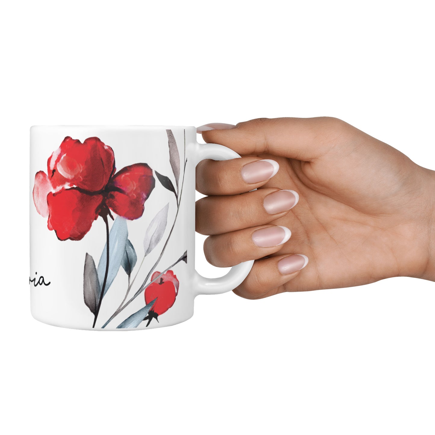 Personalised Red Roses Floral Name 10oz Mug Alternative Image 4