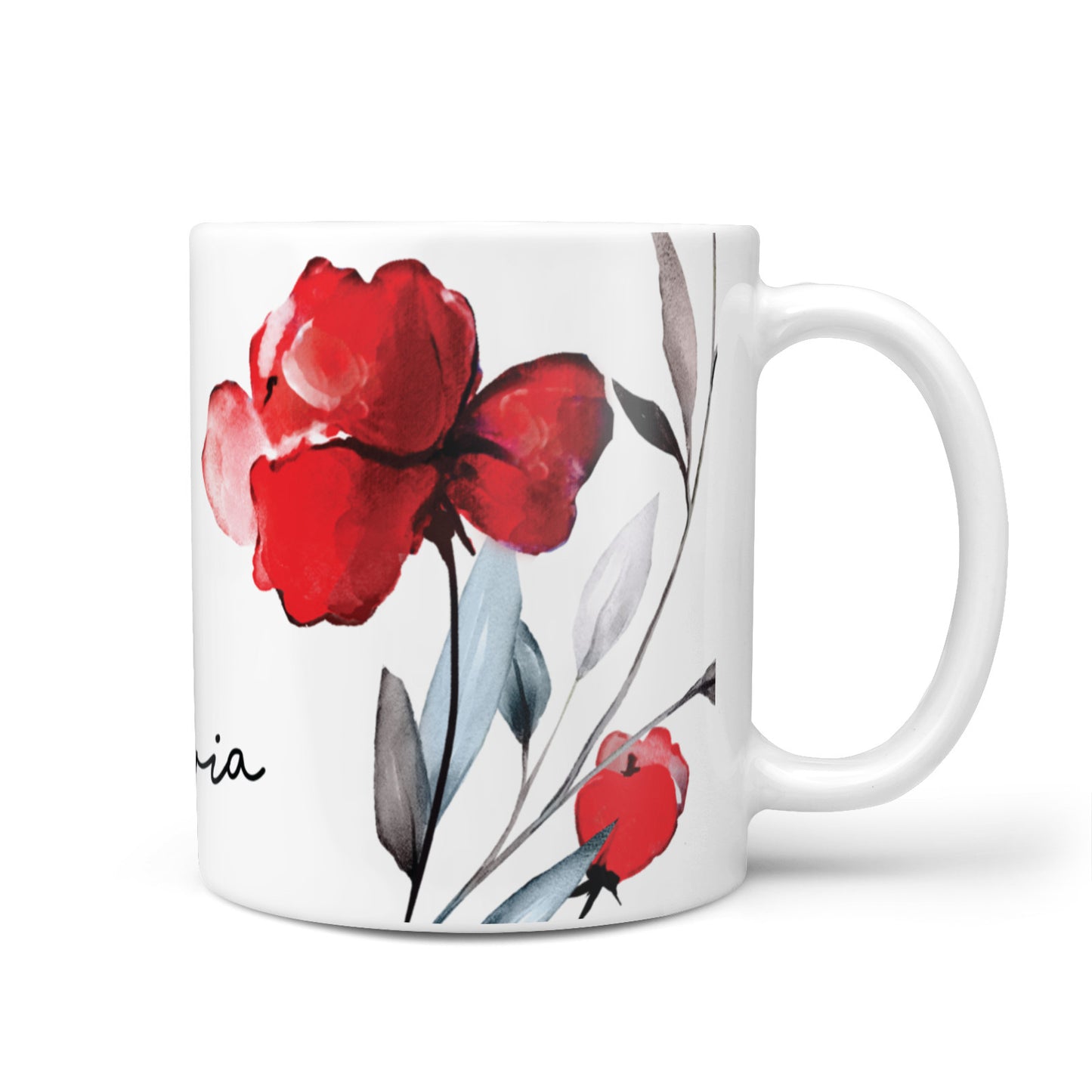 Personalised Red Roses Floral Name 10oz Mug