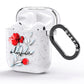 Personalised Red Roses Floral Name AirPods Glitter Case Side Image