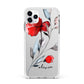 Personalised Red Roses Floral Name Apple iPhone 11 Pro Max in Silver with White Impact Case