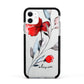 Personalised Red Roses Floral Name Apple iPhone 11 in White with Black Impact Case