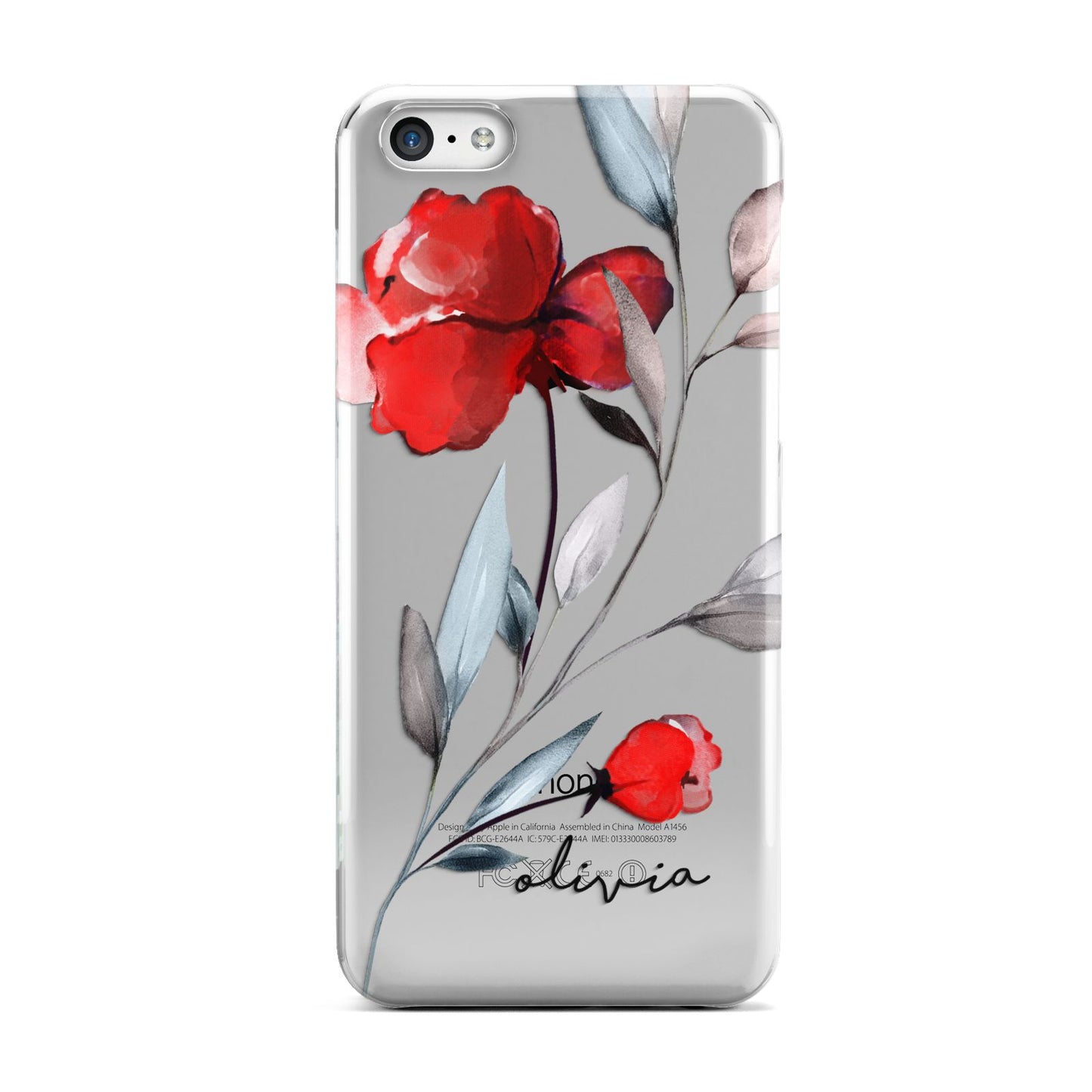 Personalised Red Roses Floral Name Apple iPhone 5c Case