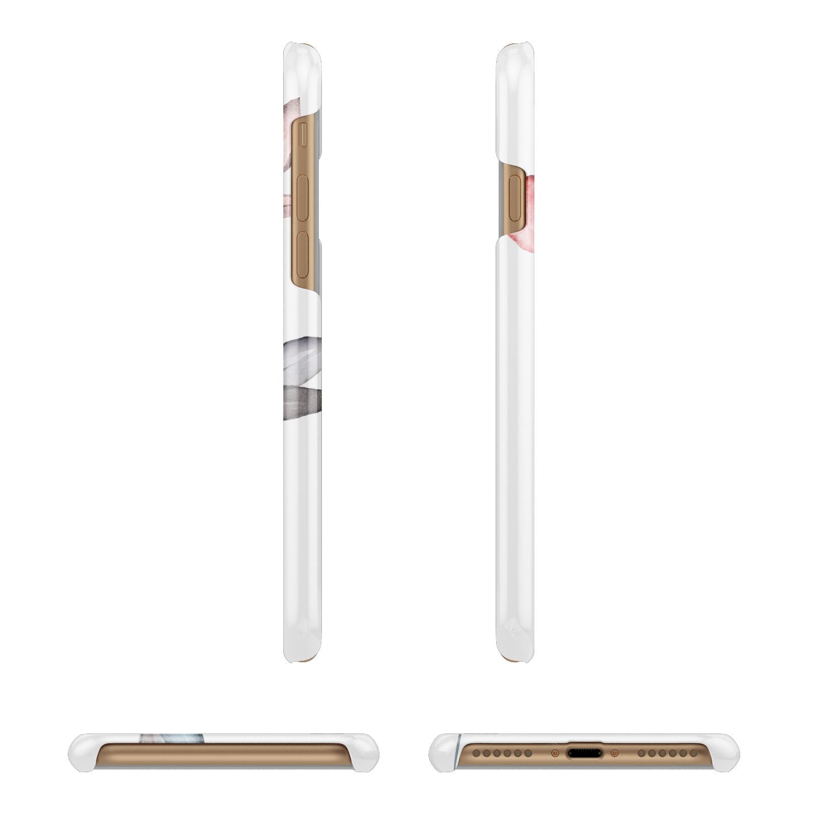 Personalised Red Roses Floral Name Apple iPhone 7 8 3D Wrap Snap Case Angled Images