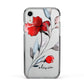 Personalised Red Roses Floral Name Apple iPhone XR Impact Case Black Edge on Silver Phone