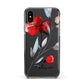 Personalised Red Roses Floral Name Apple iPhone Xs Impact Case Black Edge on Black Phone