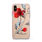 Personalised Red Roses Floral Name Apple iPhone Xs Impact Case Pink Edge on Gold Phone