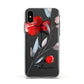 Personalised Red Roses Floral Name Apple iPhone Xs Impact Case White Edge on Black Phone