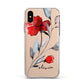 Personalised Red Roses Floral Name Apple iPhone Xs Impact Case White Edge on Gold Phone