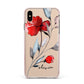 Personalised Red Roses Floral Name Apple iPhone Xs Max Impact Case Pink Edge on Gold Phone