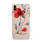 Personalised Red Roses Floral Name Apple iPhone Xs Max Impact Case White Edge on Gold Phone