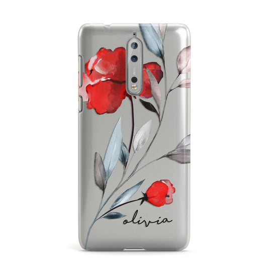 Personalised Red Roses Floral Name Nokia Case