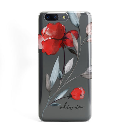 Personalised Red Roses Floral Name OnePlus Case