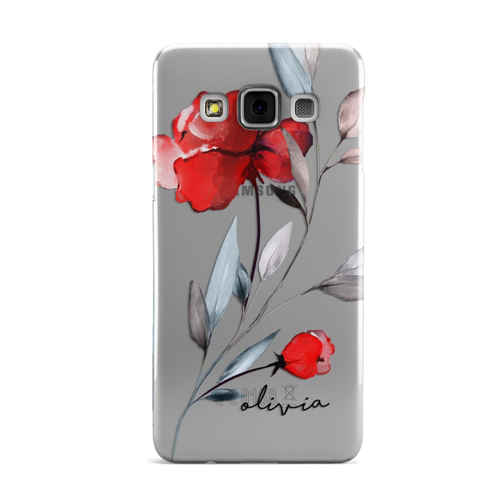 Personalised Red Roses Floral Name Samsung Galaxy A3 Case