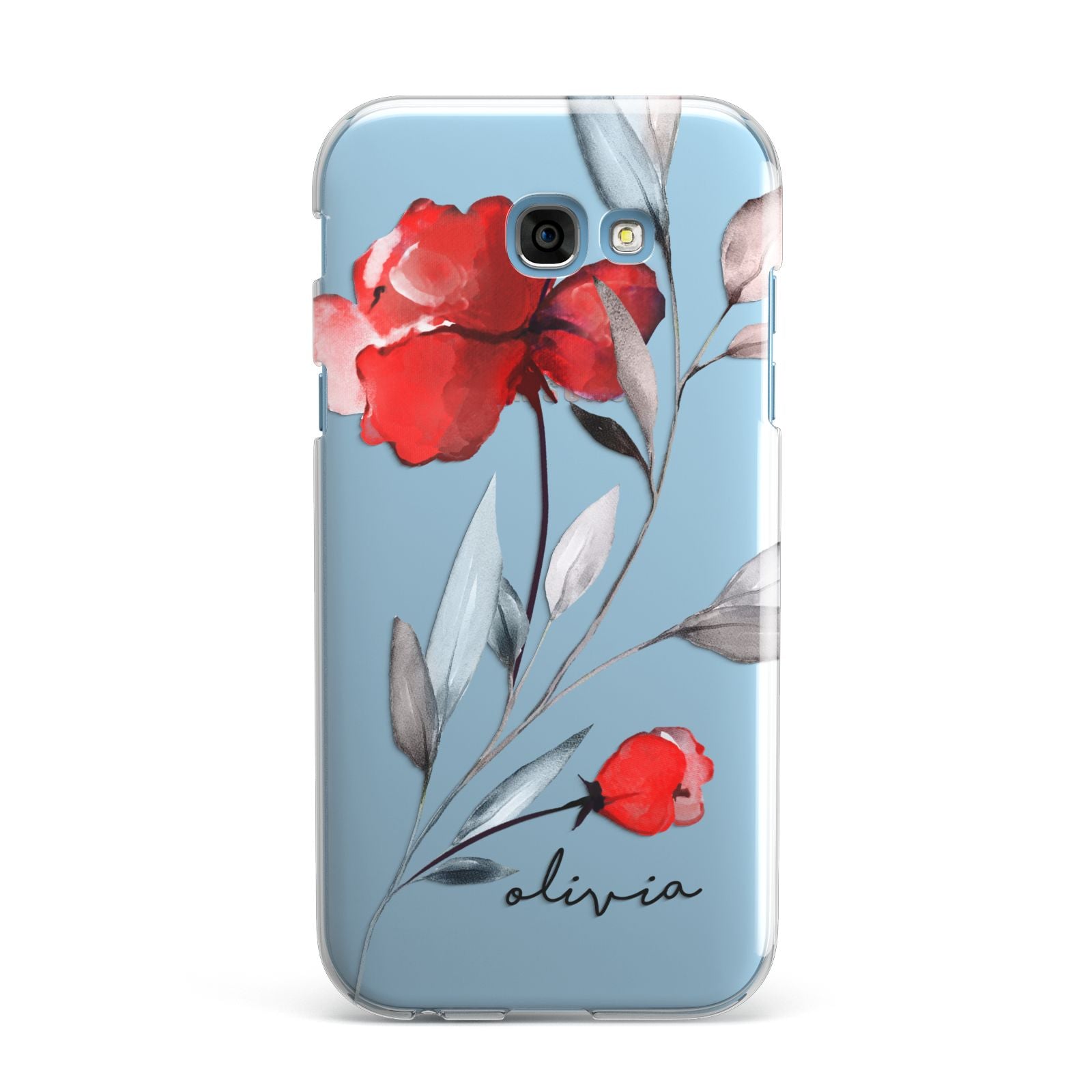 Personalised Red Roses Floral Name Samsung Galaxy A7 2017 Case