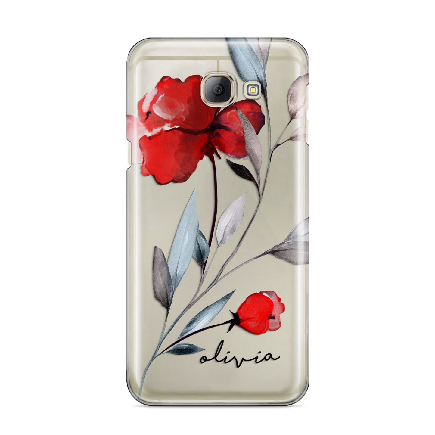 Personalised Red Roses Floral Name Samsung Galaxy A8 2016 Case