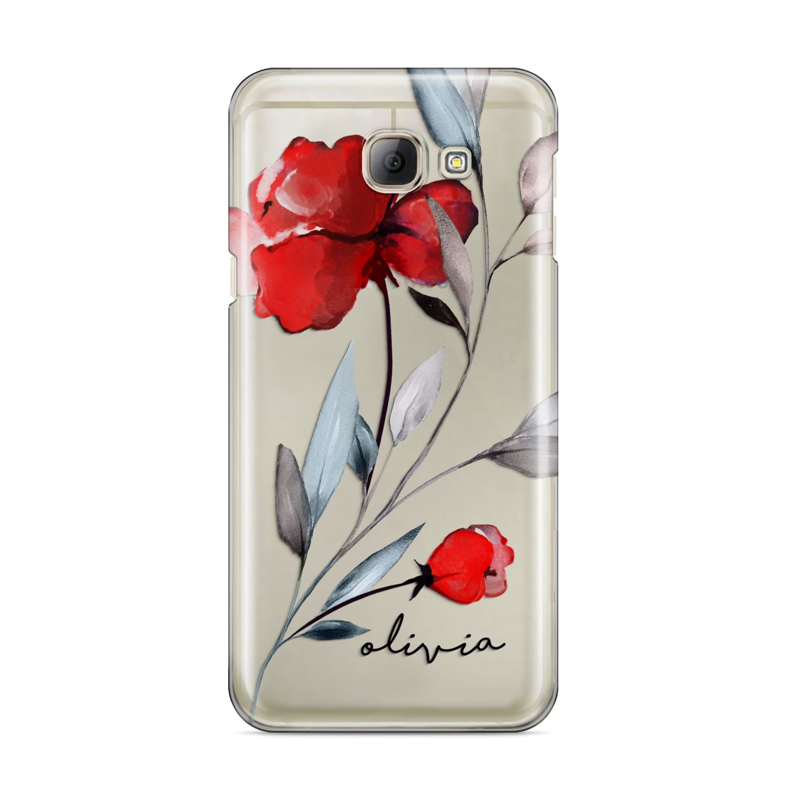 Personalised Red Roses Floral Name Samsung Galaxy A8 2016 Case