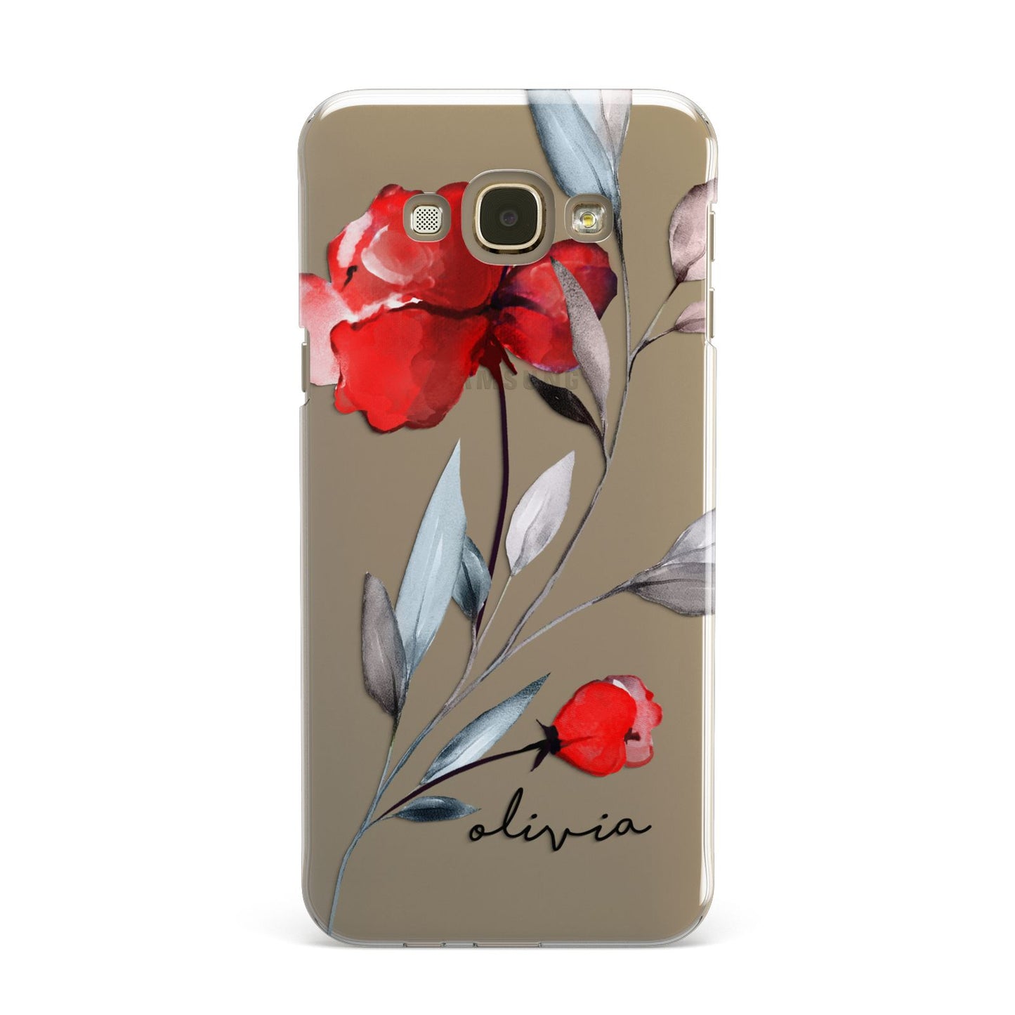 Personalised Red Roses Floral Name Samsung Galaxy A8 Case