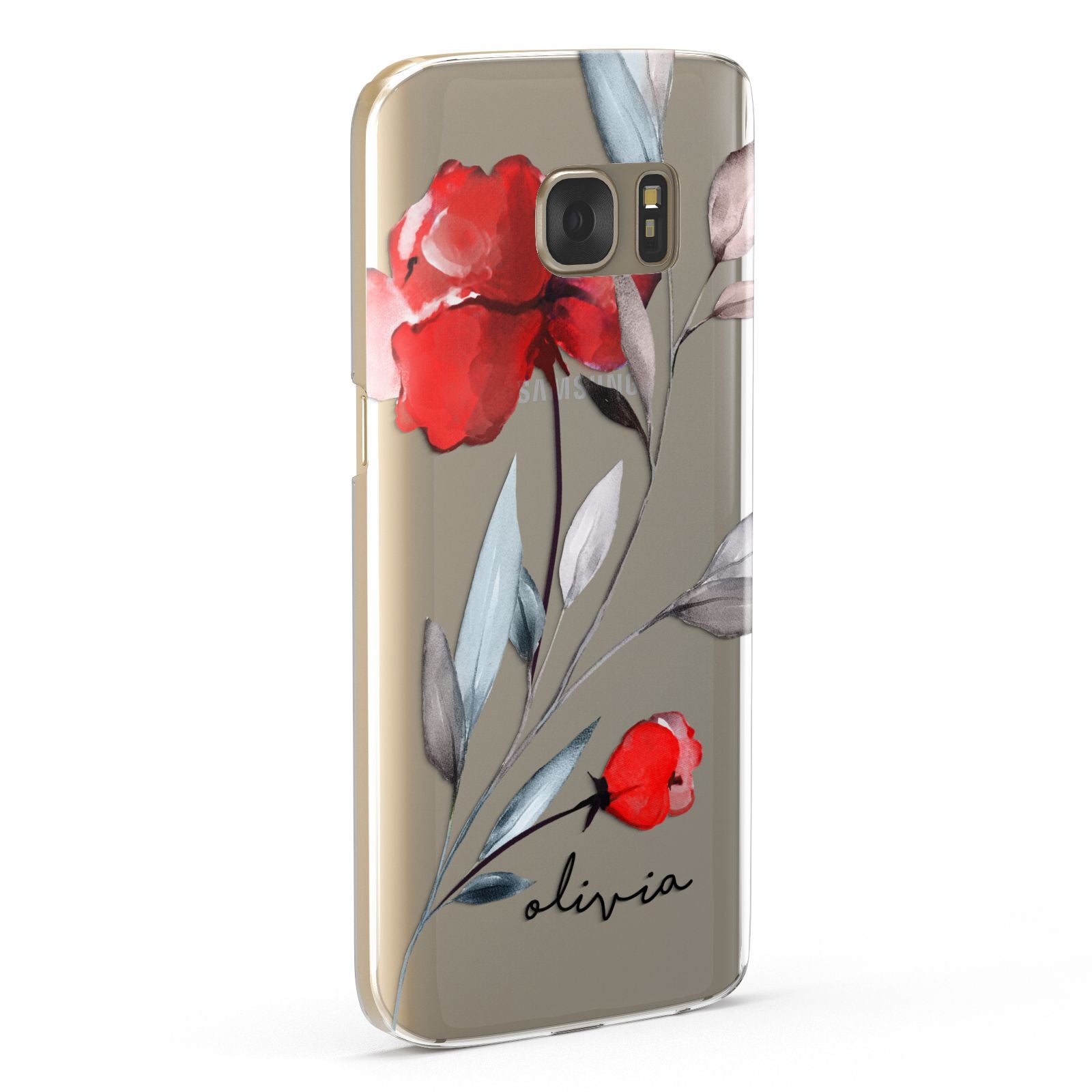 Personalised Red Roses Floral Name Samsung Galaxy Case Fourty Five Degrees