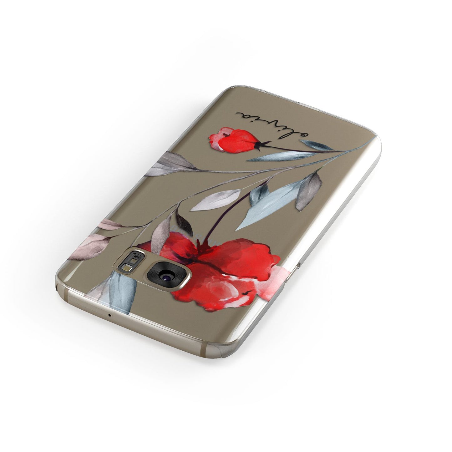 Personalised Red Roses Floral Name Samsung Galaxy Case Front Close Up