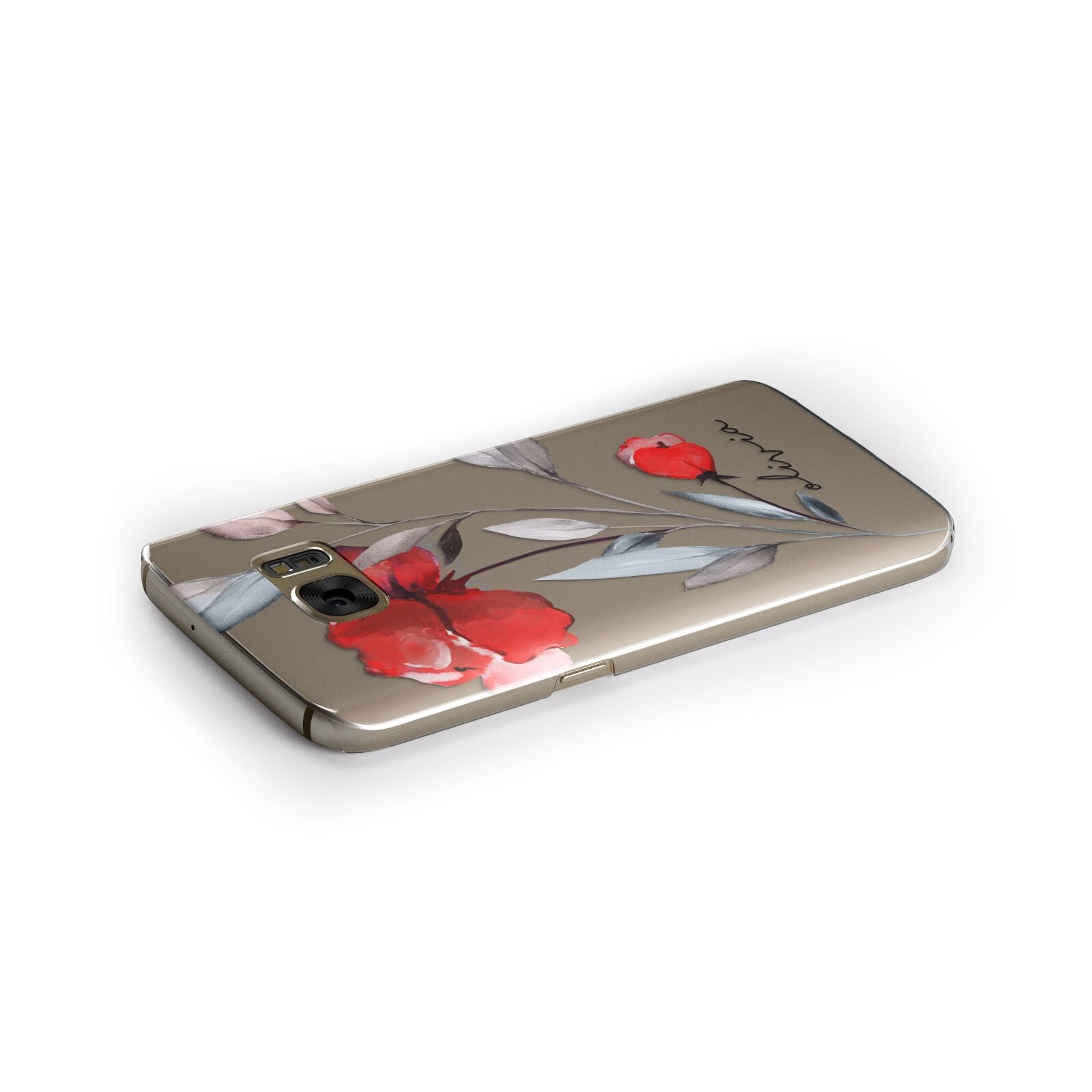 Personalised Red Roses Floral Name Samsung Galaxy Case Side Close Up