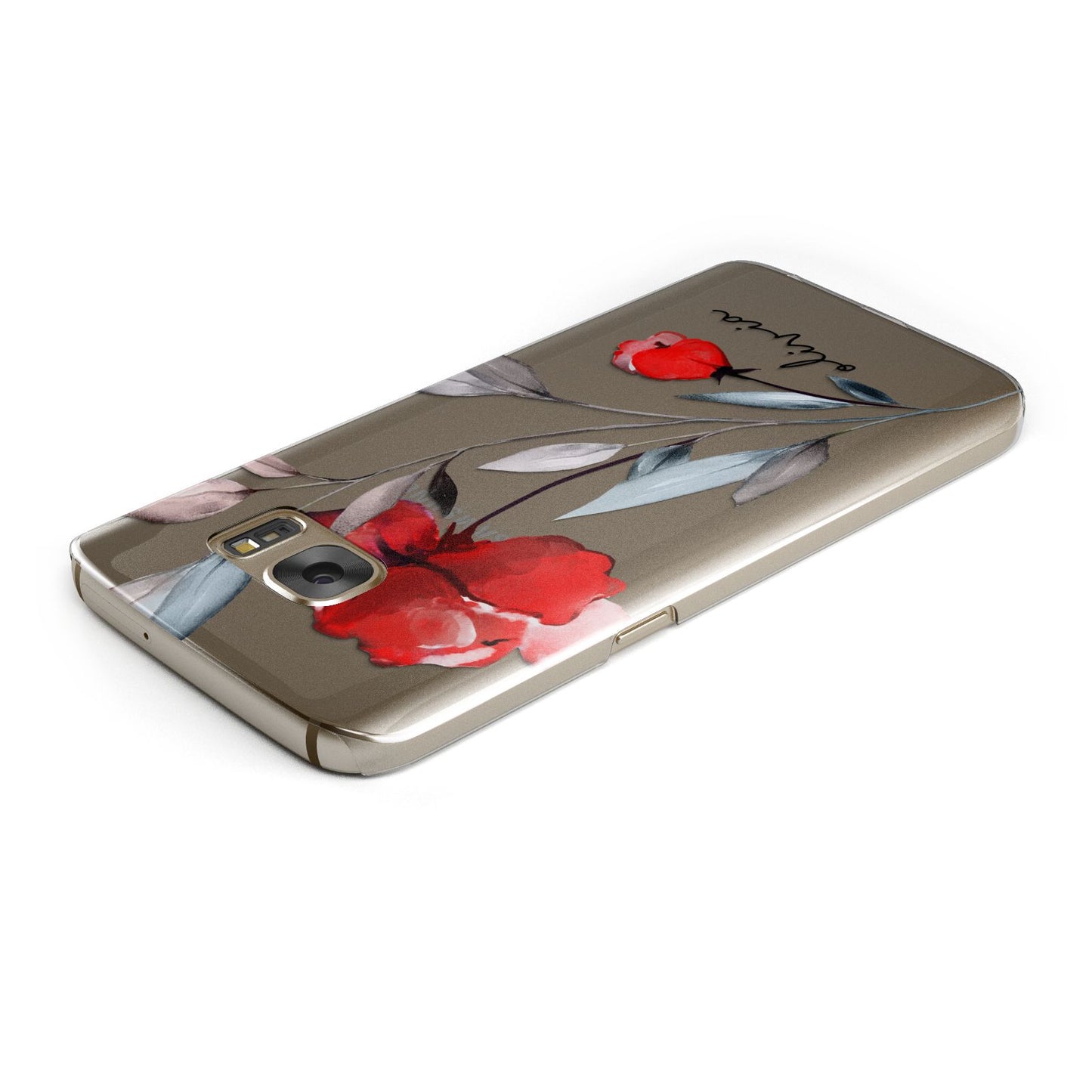 Personalised Red Roses Floral Name Samsung Galaxy Case Top Cutout