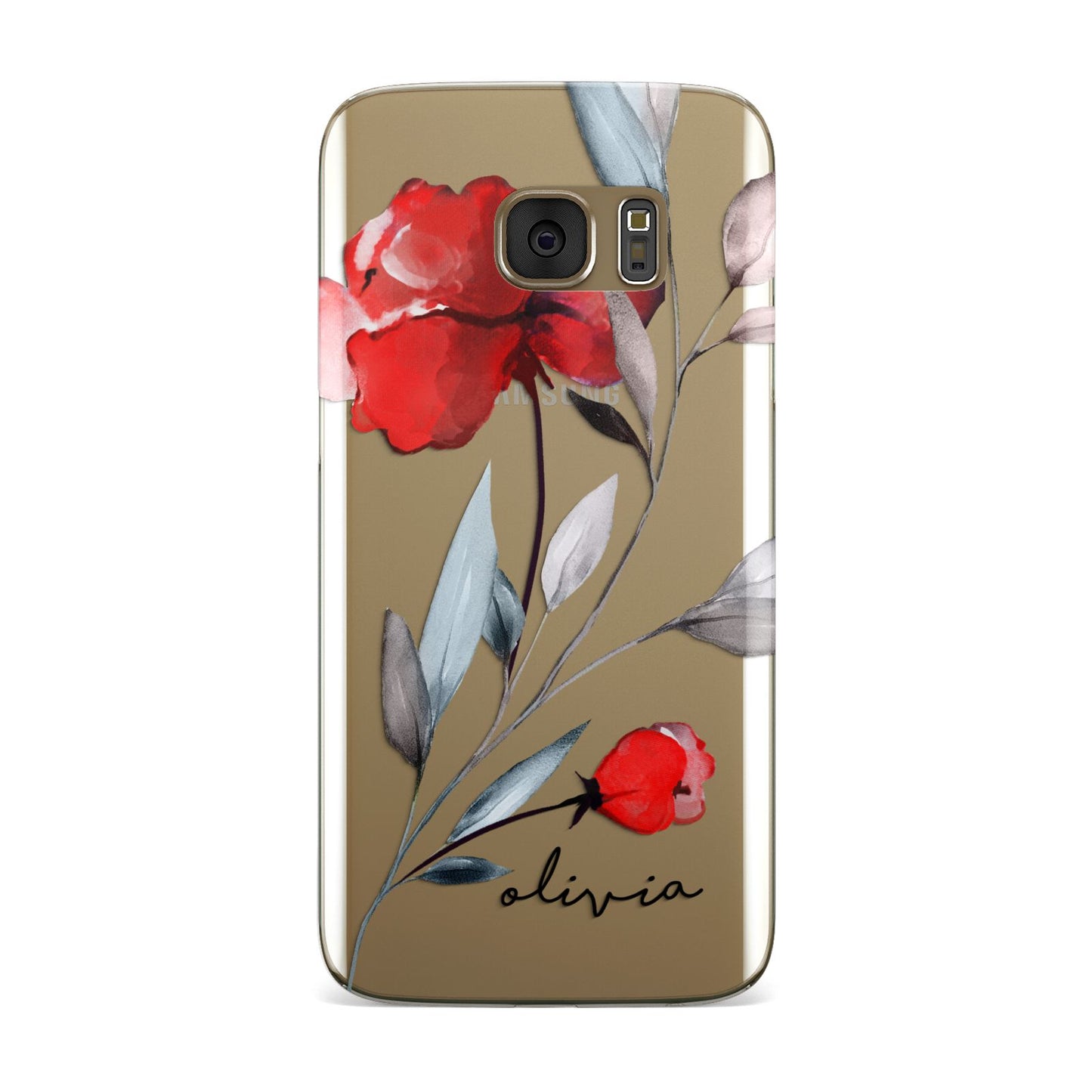 Personalised Red Roses Floral Name Samsung Galaxy Case