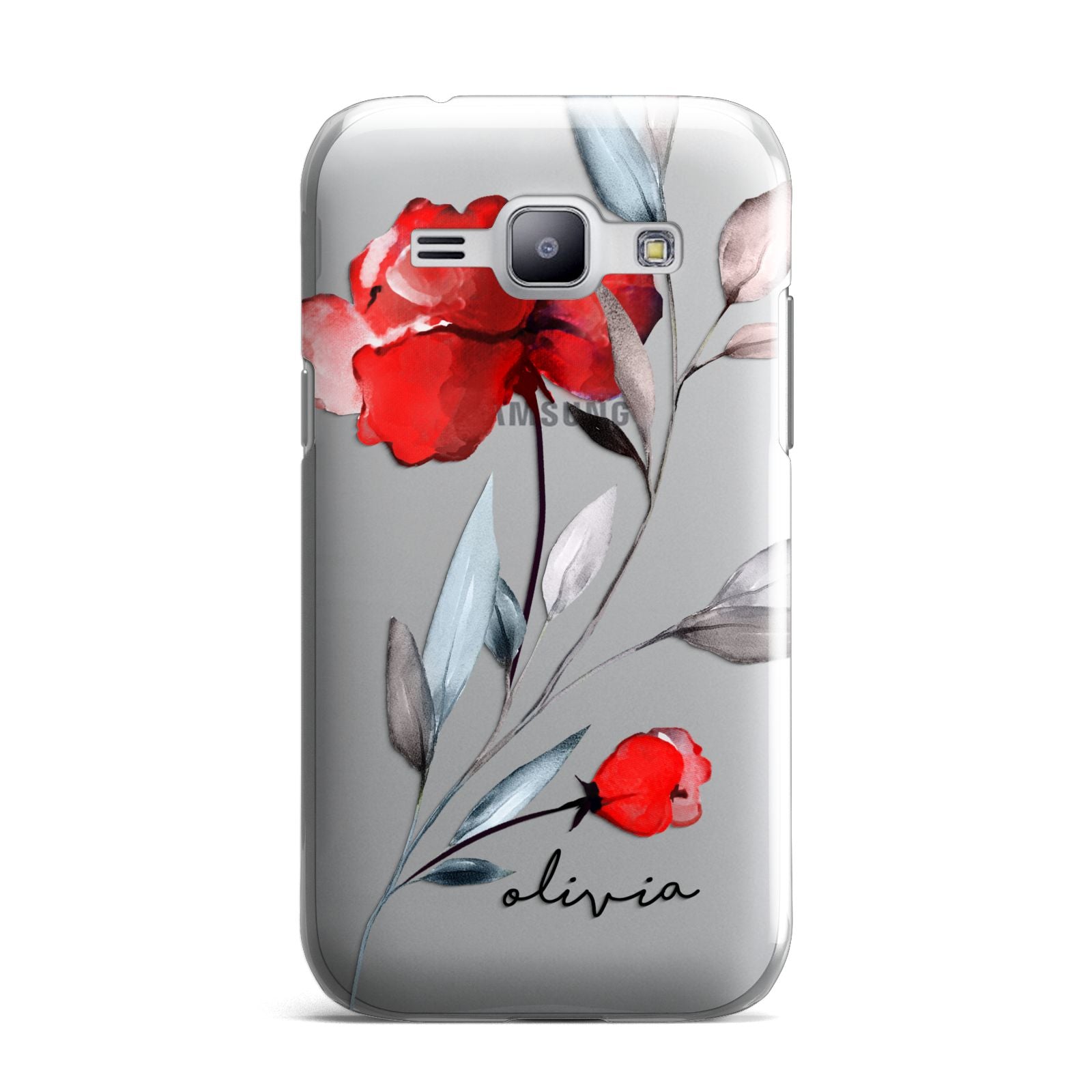 Personalised Red Roses Floral Name Samsung Galaxy J1 2015 Case