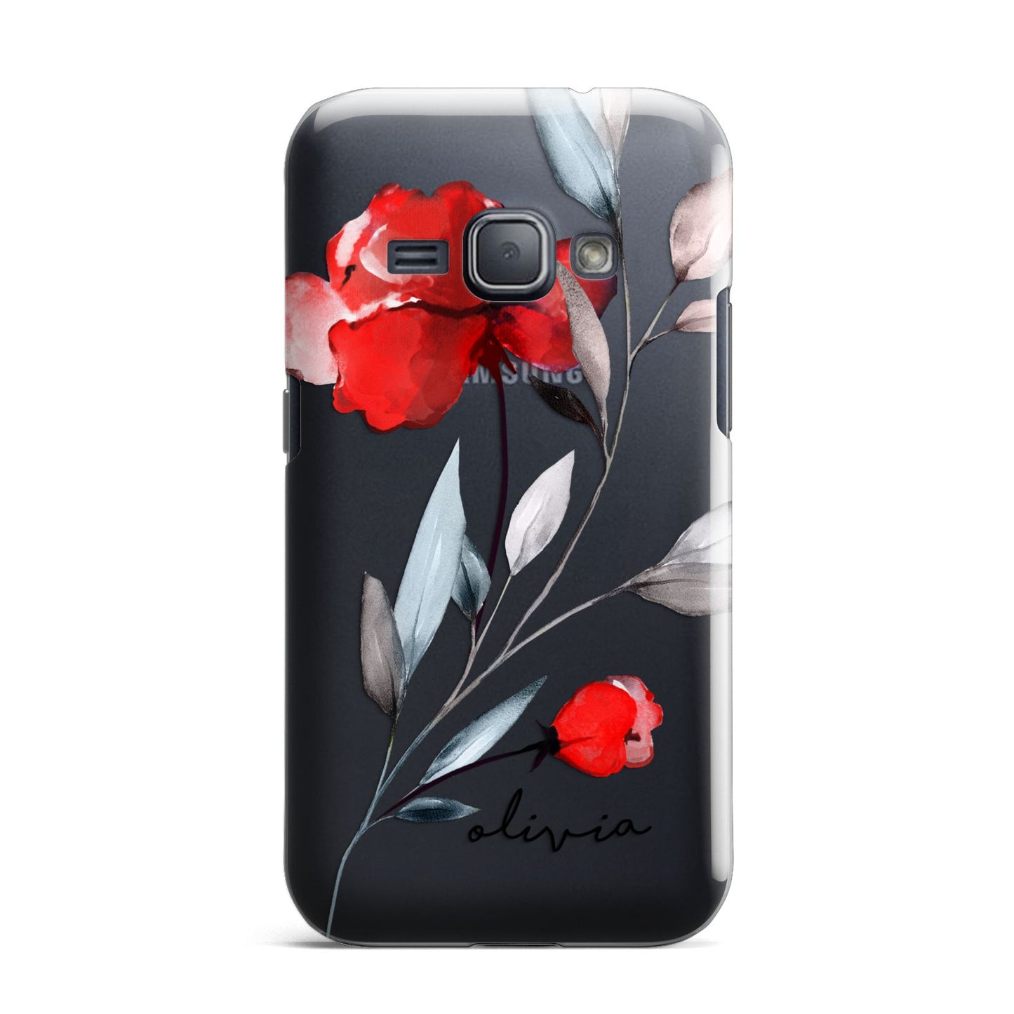 Personalised Red Roses Floral Name Samsung Galaxy J1 2016 Case