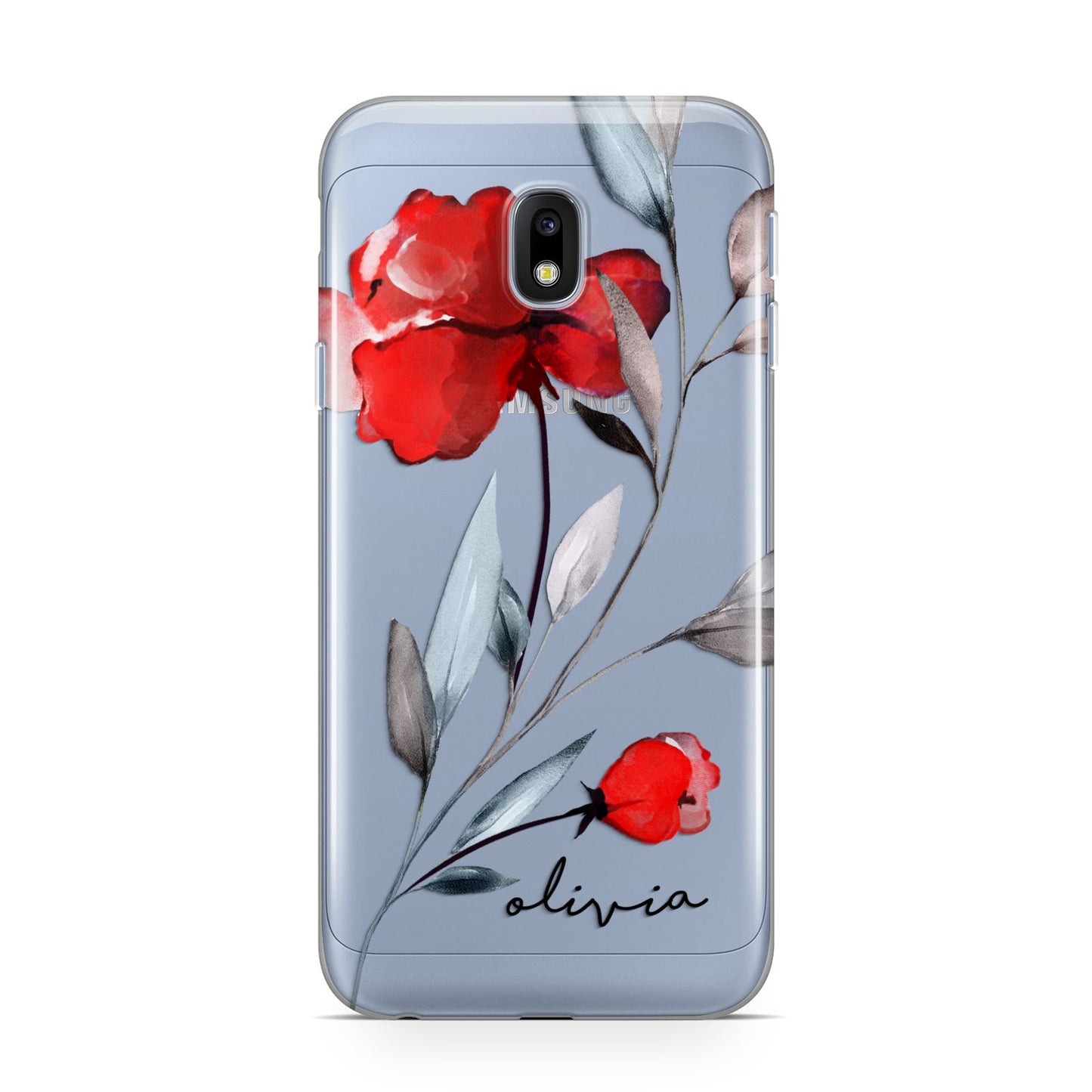 Personalised Red Roses Floral Name Samsung Galaxy J3 2017 Case