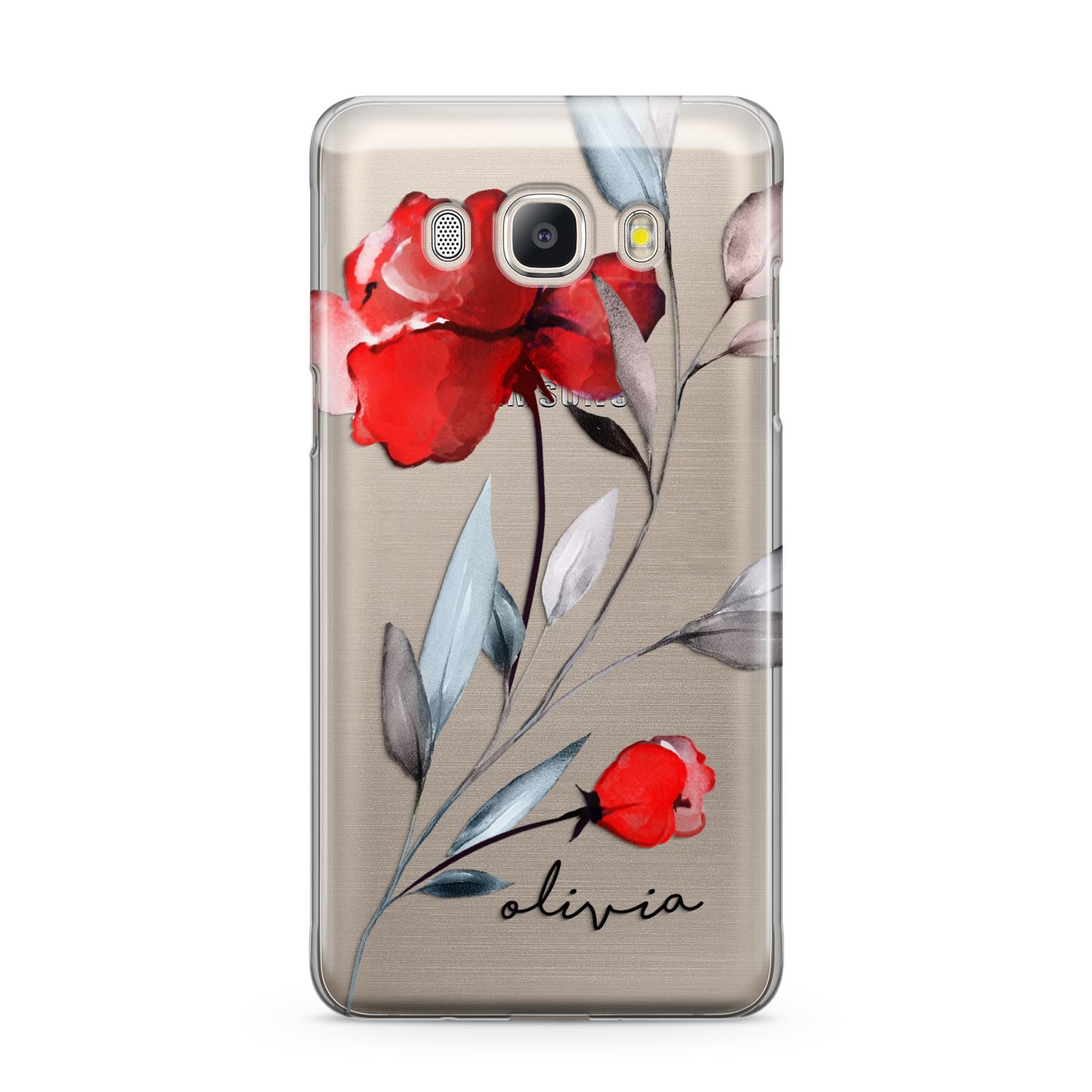 Personalised Red Roses Floral Name Samsung Galaxy J5 2016 Case