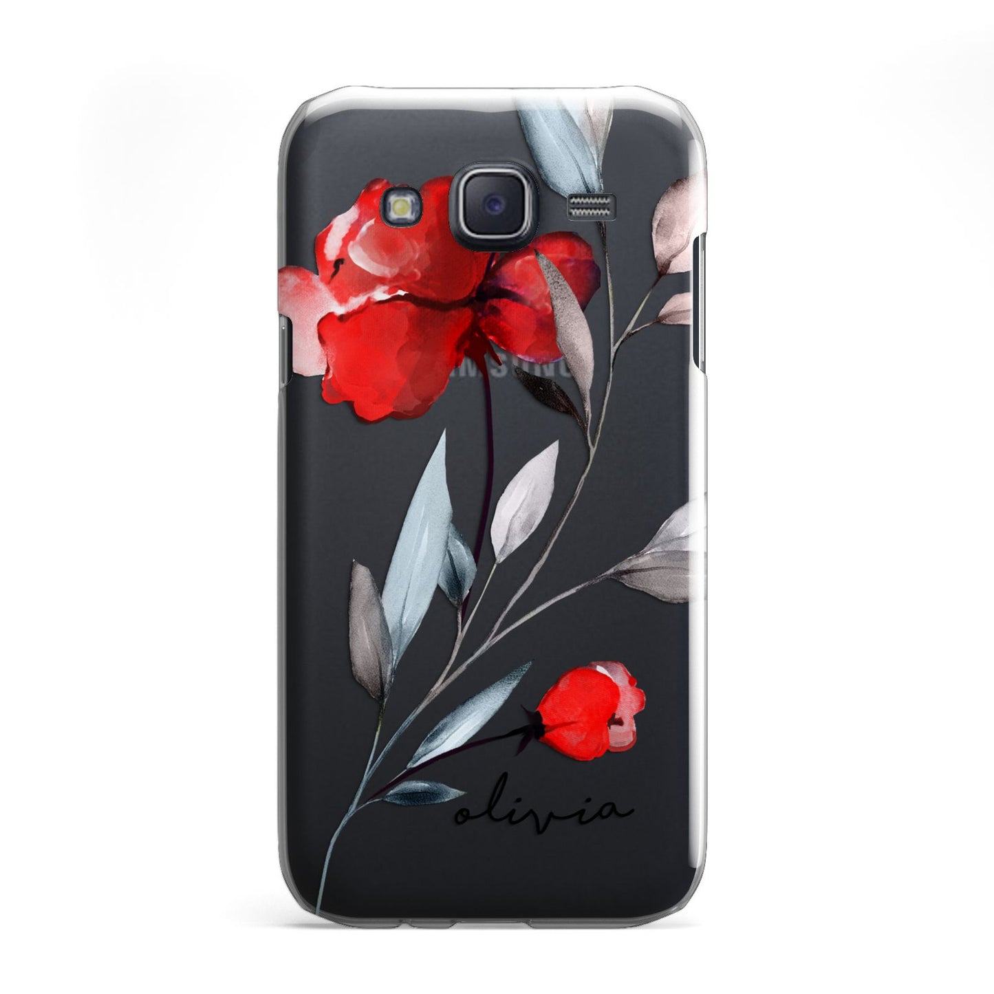Personalised Red Roses Floral Name Samsung Galaxy J5 Case