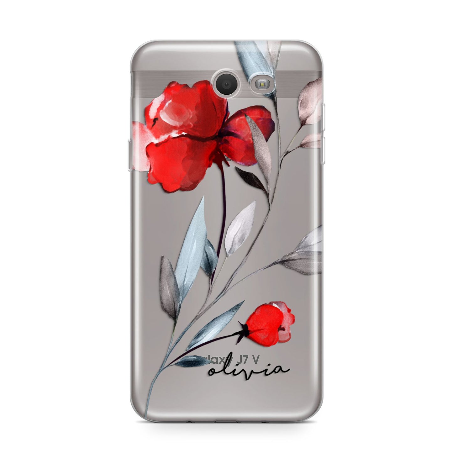 Personalised Red Roses Floral Name Samsung Galaxy J7 2017 Case