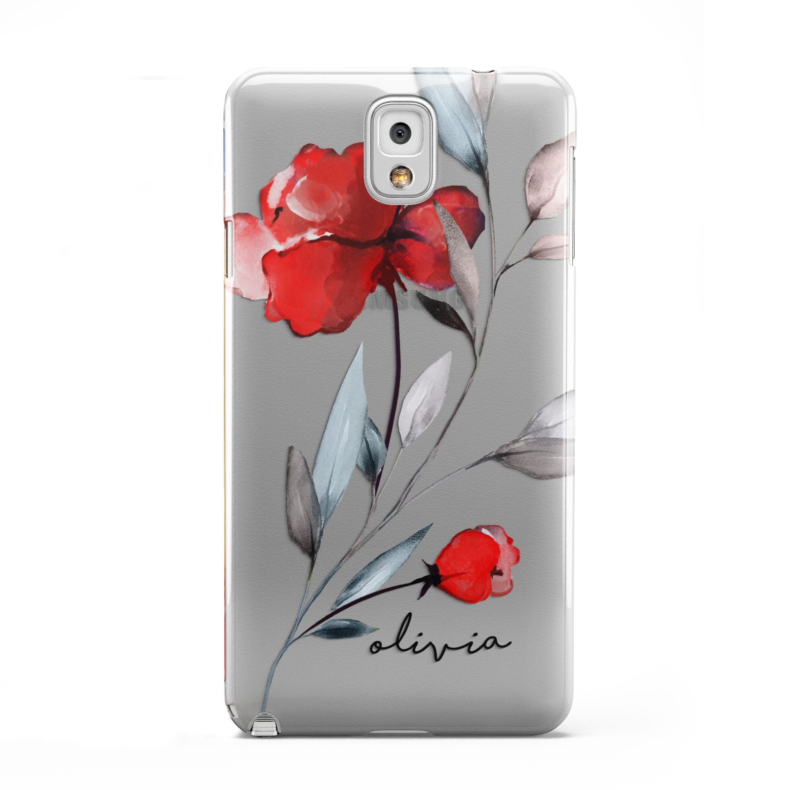 Personalised Red Roses Floral Name Samsung Galaxy Note 3 Case