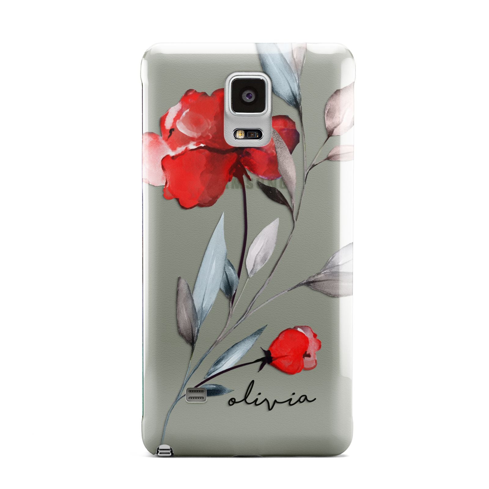 Personalised Red Roses Floral Name Samsung Galaxy Note 4 Case