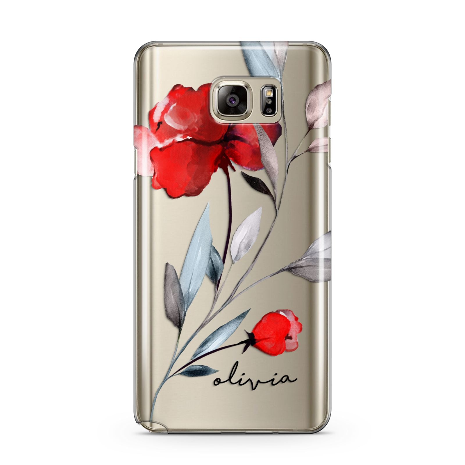 Personalised Red Roses Floral Name Samsung Galaxy Note 5 Case