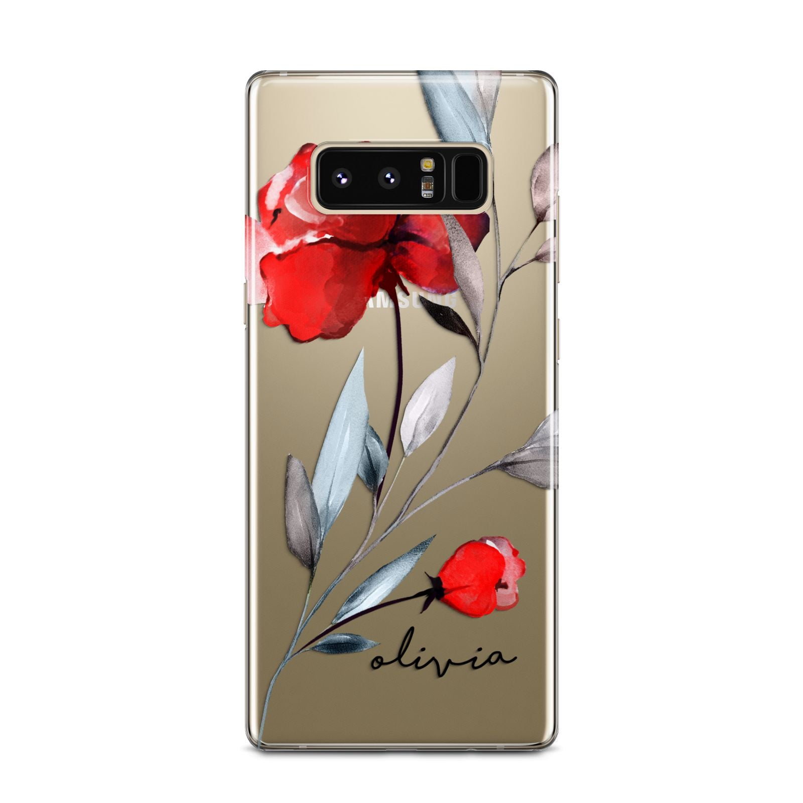 Personalised Red Roses Floral Name Samsung Galaxy Note 8 Case