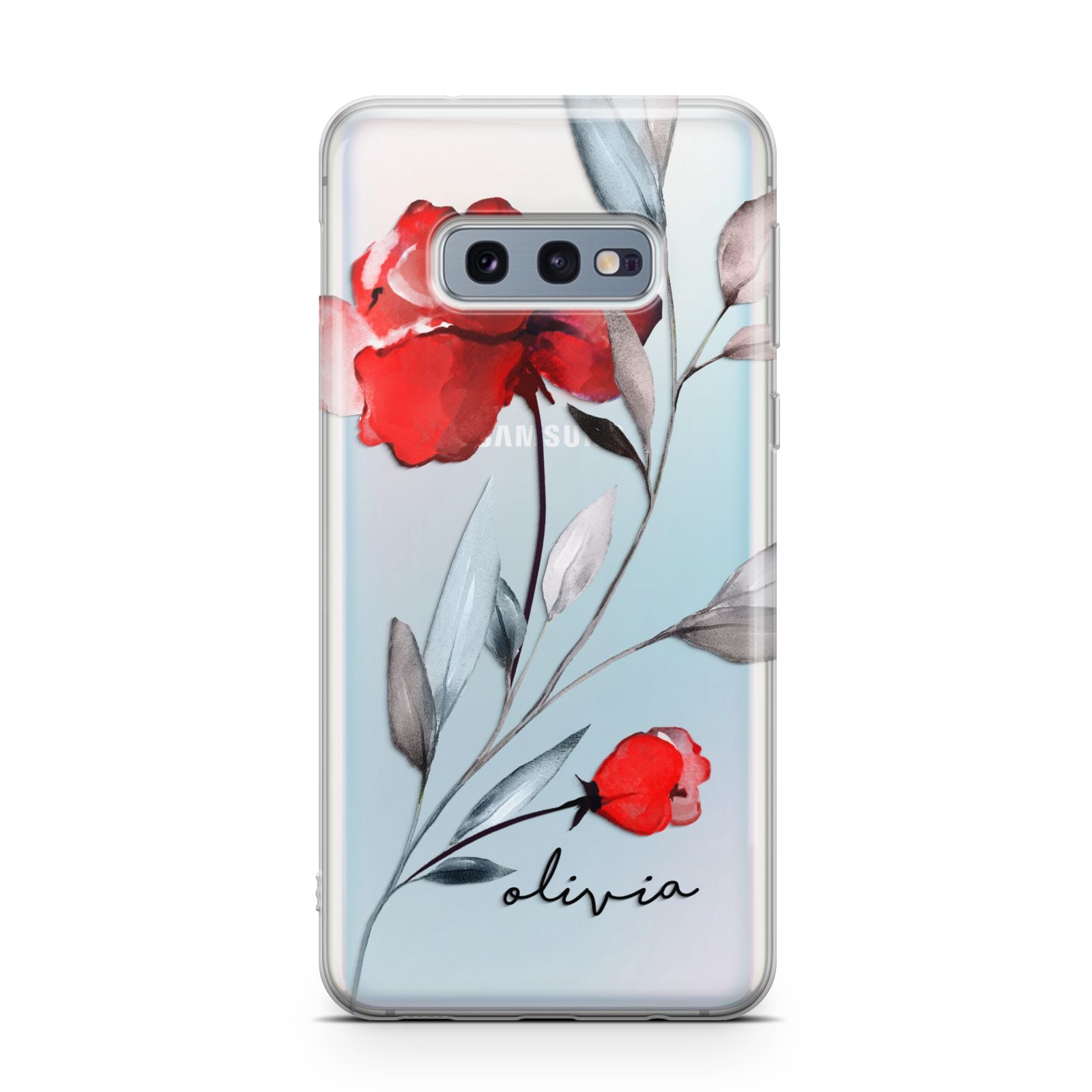 Personalised Red Roses Floral Name Samsung Galaxy S10E Case