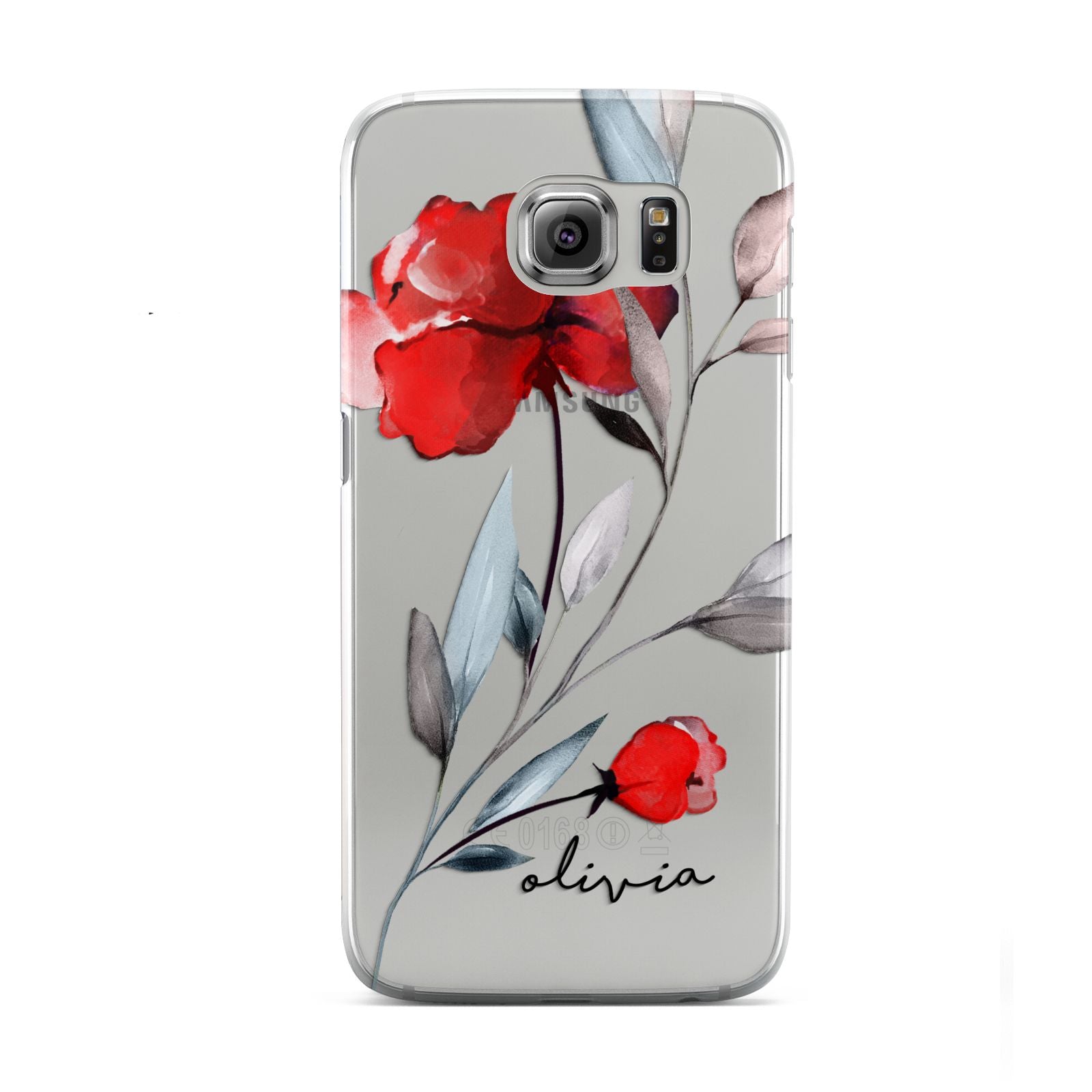 Personalised Red Roses Floral Name Samsung Galaxy S6 Case