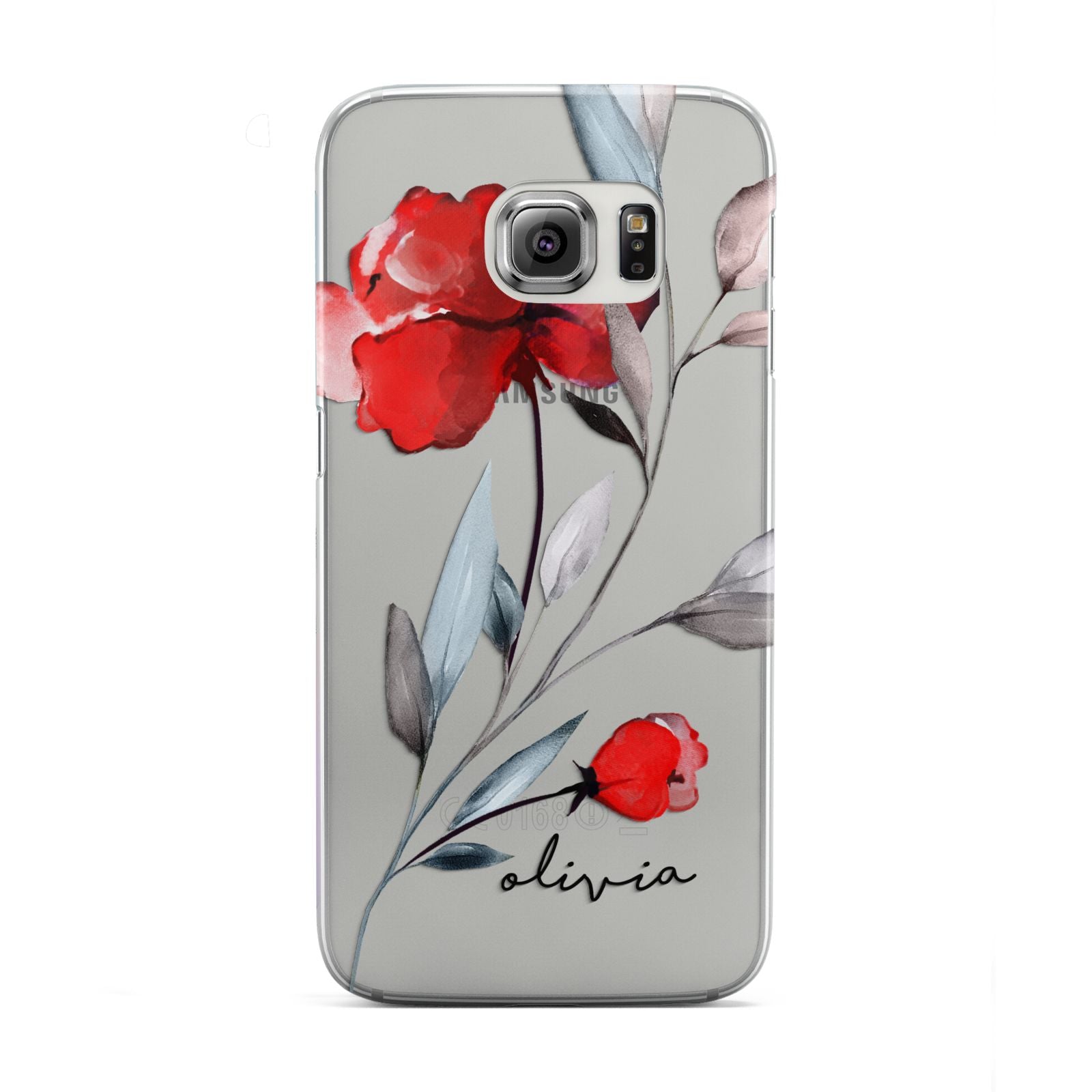 Personalised Red Roses Floral Name Samsung Galaxy S6 Edge Case