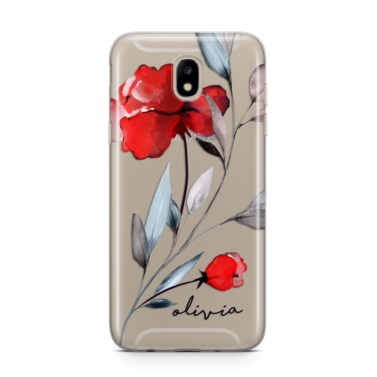 Personalised Red Roses Floral Name Samsung J5 2017 Case