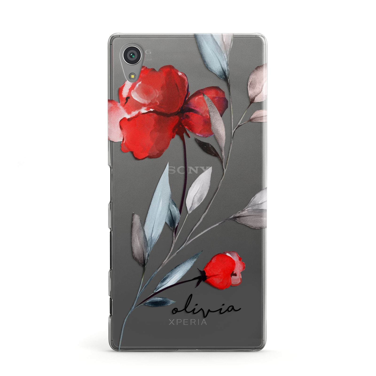 Personalised Red Roses Floral Name Sony Xperia Case