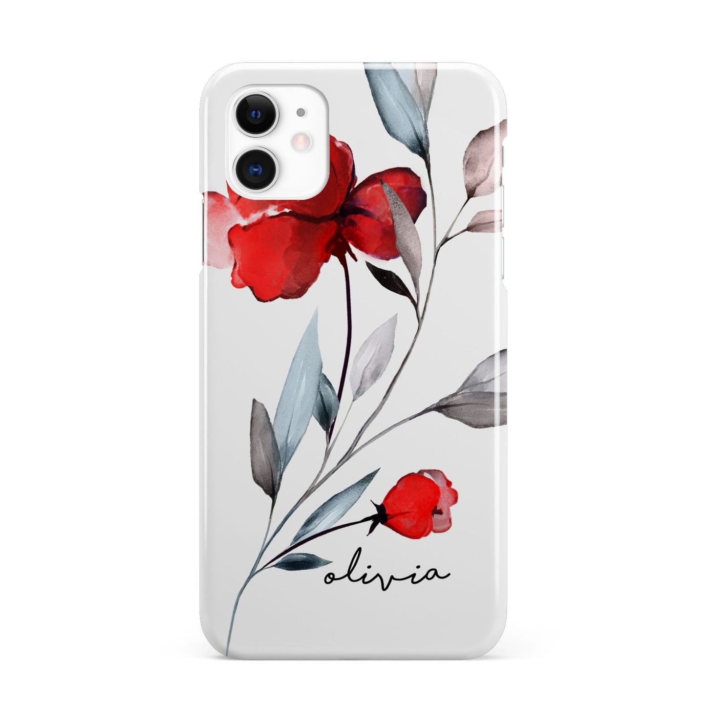 Personalised Red Roses Floral Name iPhone 11 3D Snap Case