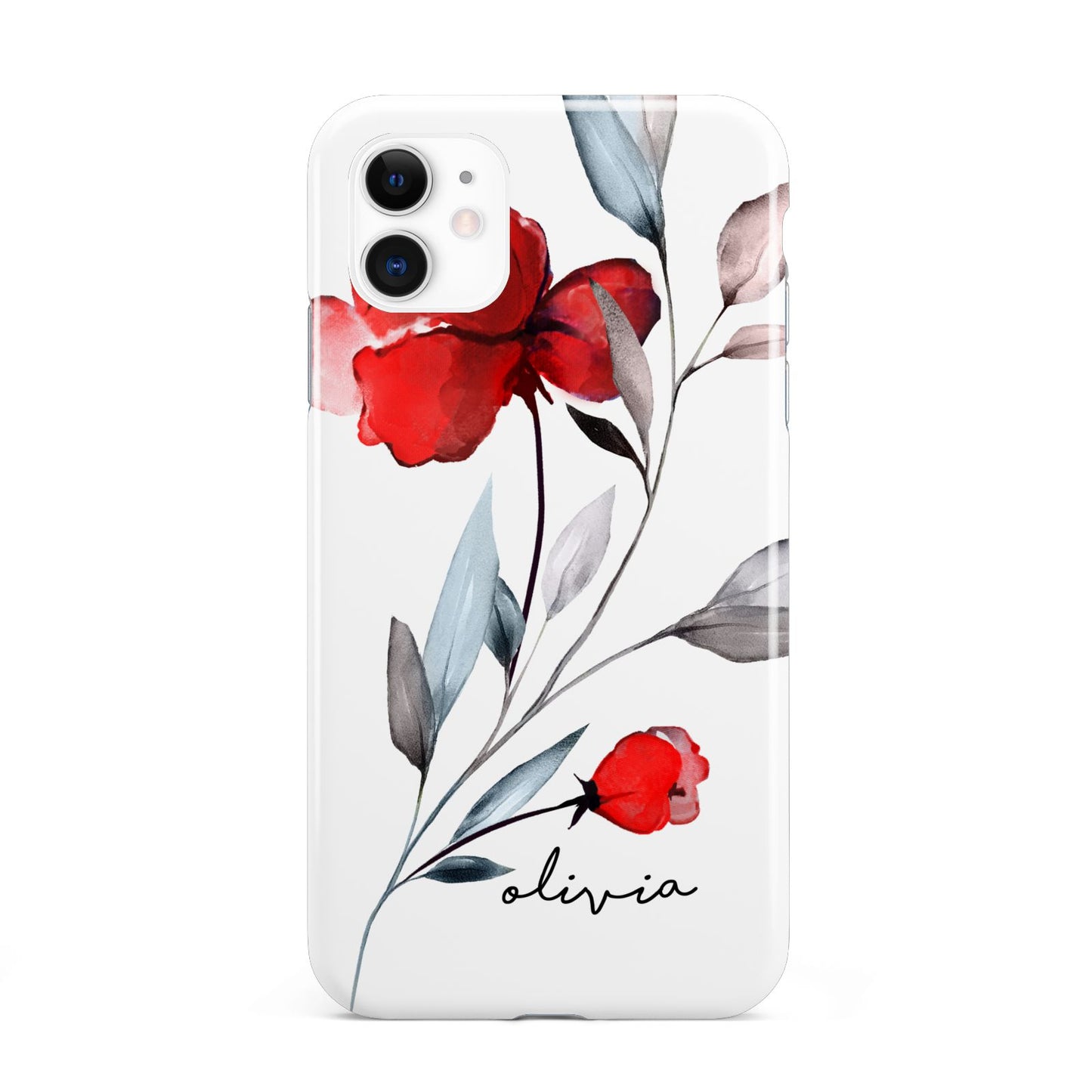 Personalised Red Roses Floral Name iPhone 11 3D Tough Case