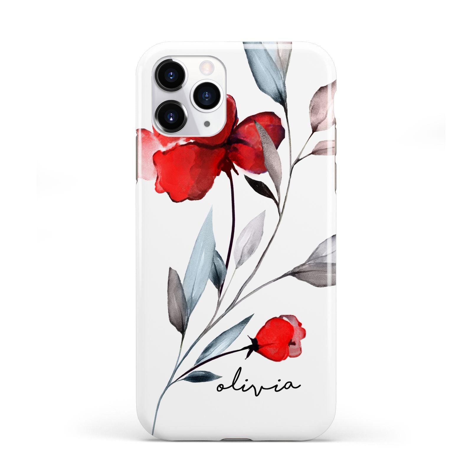 Personalised Red Roses Floral Name iPhone 11 Pro 3D Tough Case