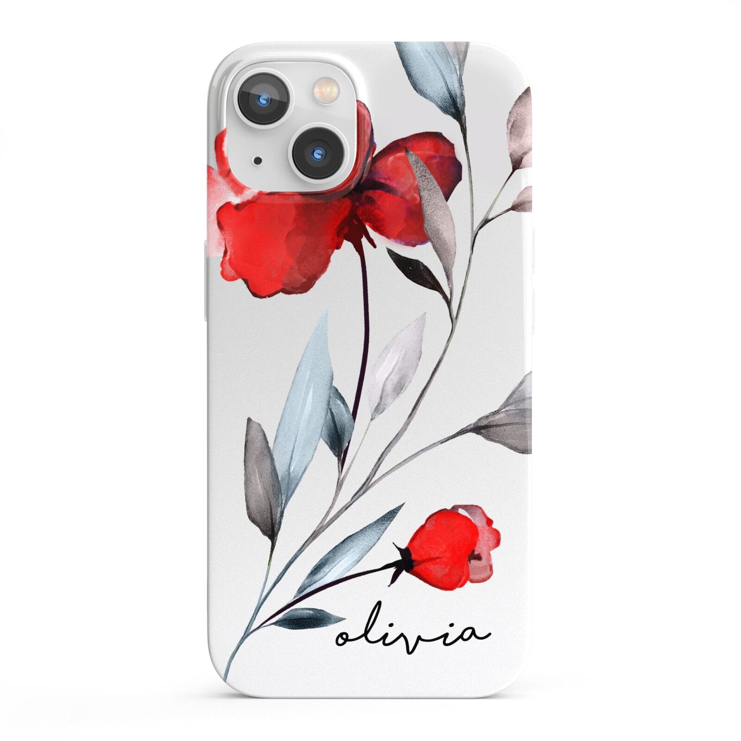 Personalised Red Roses Floral Name iPhone 13 Full Wrap 3D Snap Case